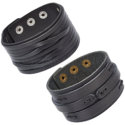 2Pcs 2 Styles Cowhide Leather Bracelets&nbsp;BJEW-CL0003-34B