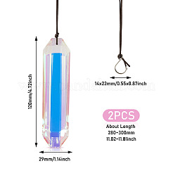 2Pcs Rectangle Glass Hanging Ornaments&nbsp;HJEW-TAC0187