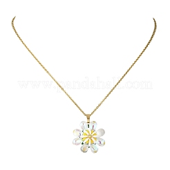 Glass & Handmade Polymer Clay & Glass Seed Beaded Flower Pendant 304 Stainless Steel Cable Chain Necklaces&nbsp;NJEW-MZ00119-01