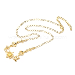 Brass Micro Pave Cubic Zirconia Sun & Moon & Star Pendant Necklaces&nbsp;NJEW-B157-17G