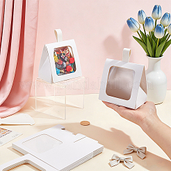 Cardboard Paper Cake Boxes with Plastic Visible Window and Handle&nbsp;CON-WH0117-04B