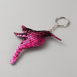 PET Sequin Pendant Hummingbird Keychains&nbsp;KEYC-WH0021-84P-07