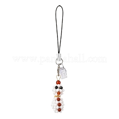 Christmas Snowman Glass Seed Beads Mobile Straps&nbsp;HJEW-MZ00294-02