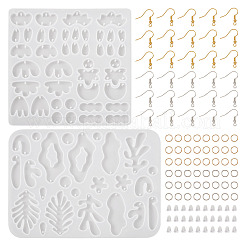 2Pcs 2 Style Mushroom & Leaf Earring Pendant Silicone Molds&nbsp;DIY-TA0005-43