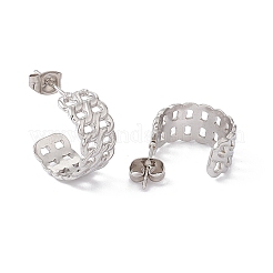 Non-Tarnish 304 Stainless Steel Curb Chains Wrap Stud Earrings&nbsp;EJEW-G314-03A-P