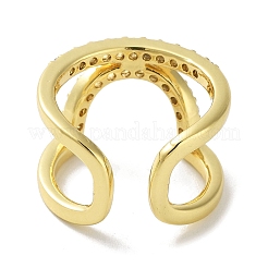 Rack Plating Brass Micro Pave Cubic Zirconia Cuff Rings&nbsp;RJEW-D025-10G