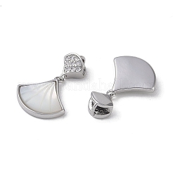 Brass & Shell & Clear Cubic Zirconia Pendants&nbsp;KK-G497-17P