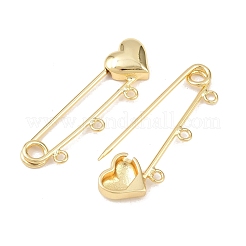 Heart Brass Brooch Findings&nbsp;KK-Z132-01G-01