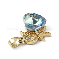 Real 18K Gold Plated Rack Plating Brass Micro Pave Clear Cubic Zirconia Pendants&nbsp;KK-C015-21G