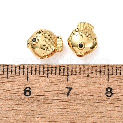 Brass Micro Pave Cubic Zirconia Beads&nbsp;KK-D259-12G