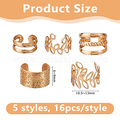 16 Bags Alloy C-Shaped Cuff Earrings for Unisex&nbsp;EJEW-DC0001-49G