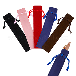 60Pcs 5 Colors Rectangle Velvet Pen Drawstring Bag&nbsp;AJEW-FH0004-36