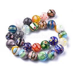 Round Handmade Millefiori Glass Beads Strands&nbsp;LK-R004-99
