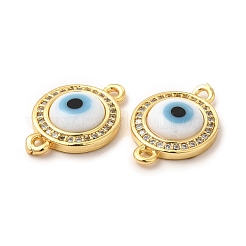 Rack Plating Real 18K Gold Plated Brass Micro Pave Clear Cubic Zirconia Connector Charms&nbsp;ZIRC-L102-04G-07