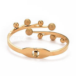 201 Stainless Steel Branch and Leaf Open Cuff Bangle&nbsp;BJEW-G648-02G