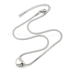 304 Stainless Steel Heart Pendant Flat Snake Chain Necklaces for Women&nbsp;NJEW-F328-08P