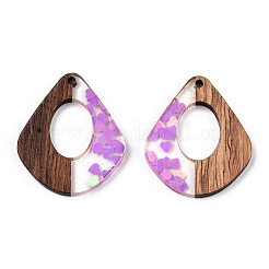 Transparent Resin & Walnut Wood Pendants&nbsp;RESI-N039-57A