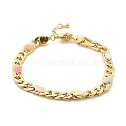 Brass Enamel Links Bracelets for Women&nbsp;BJEW-B125-06G