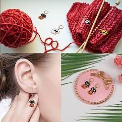 Halloween Theme Alloy Enamel Pendant Locking Stitch Markers&nbsp;HJEW-SW00031