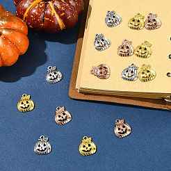 15Pcs 3 Colors Tibetan Style Halloween Pumpkin Jack-O'-Lantern Alloy Pendants&nbsp;TIBEP-FS0001-41