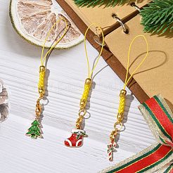 Christmas Theme Polyester with Alloy Enamel Mobile Straps&nbsp;HJEW-JM02213