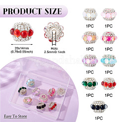 9Pcs 9 Colors Sparkling Acrylic Rhinestone Round Beads&nbsp;OACR-TA0003-92B