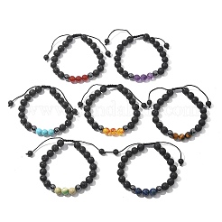 Natural Lava Rock and Non-Magnetic Synthetic Hematite Beads Braided Bead Bracelets&nbsp;BJEW-JB03975