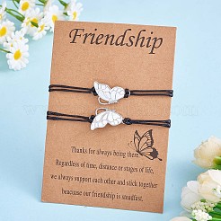 2Pcs White Brass Enamel Butterfly Link Bracelets Set&nbsp;JB732A