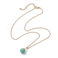 Round Gemstone Pendant Necklaces&nbsp;NJEW-JN04718-02