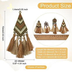 10Pcs 5 Styles Alloy Tassel Pendants&nbsp;FIND-CJ0004-37