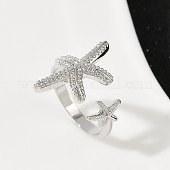 Brass Open Cuff Rings for Women&nbsp;RJEW-R032-05P