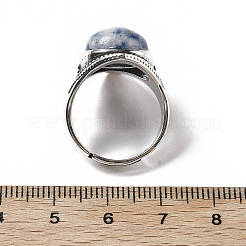 Natural Blue Spot Jasper Adjustable Rings&nbsp;G-P560-03AS-18