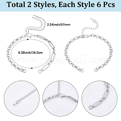 12Pcs 2 Styles 304 Stainless Steel Chain Bracelet Making&nbsp;AJEW-BM00003