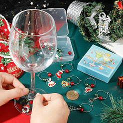 Christmas Theme Alloy Enamel Wine Glass Charms&nbsp;AJEW-SC0002-07