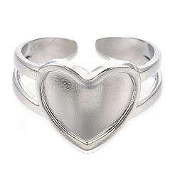 Non-Tarnish 304 Stainless Steel Heart Cuff Rings&nbsp;LS-RJEW-N038-118P