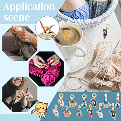 Cat Alloy Enamel Locking Stitch Markers & Needle Cap Set&nbsp;HJEW-NB00142