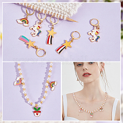 Alloy Enamel Meteor &   Rainbow & Unicorn Pendant Locking Stitch Markers&nbsp;HJEW-AB00050
