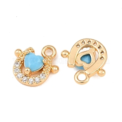 Brass Micro Pave Deep Sky Blue Cubic Zirconia Charms&nbsp;CU-CBA804C-22G