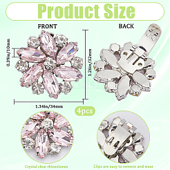 4Pcs Brass Rhinestone Detachable Shoe Buckle Clips&nbsp;AJEW-GF0008-76
