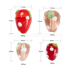 40Pcs Handmade Lampwork 3D Strawberry Beads&nbsp;LAMP-LS0001-10