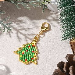 Christmas Theme Glass Seed & Alloy Pendants Decorations&nbsp;HJEW-MZ00312-02