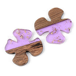 Transparent Resin & Walnut Wood Pendants&nbsp;RESI-S389-052B-B01
