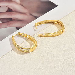 Brass Micro Pave Cubic Zirconia Hoop Earrings for Women&nbsp;CA0246