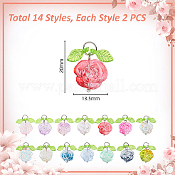 28Pcs 14 Style Lampwork & Acrylic Pendants&nbsp;PALLOY-GA00050