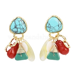 Triangle Alloy Plastic Dangle Stud Earrings&nbsp;EJEW-Q035-01G