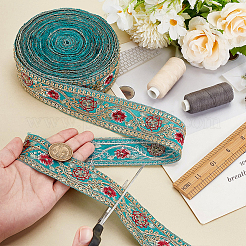 Sparkle Polyester Flower Embroidery Ribbons&nbsp;SRIB-WH0011-266C