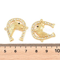 Brass Micro Pave Clear Cubic Zirconia Connector Charms&nbsp;ZIRC-F148-06G