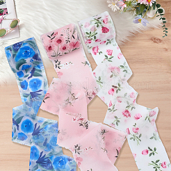 3 Rolls 3 Styles Flower Pattern Polyester Ribbon&nbsp;OCOR-CP0001-28A
