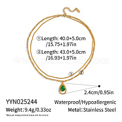 304 Stainless Steel & Dyed Natural Howlite Teardrop Pendant Double Layer Necklaces for Women&nbsp;VH8767