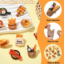 12Pcs 12 Styles Bread Themed Resin Pins&nbsp;JEWB-CJ0003-09